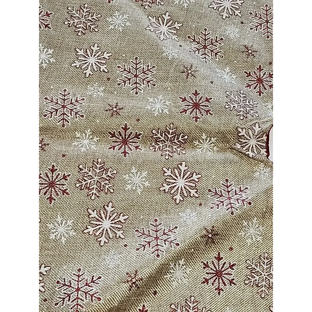 Christmas Tree Skirt Burlap Red Brown Snowflakes 34